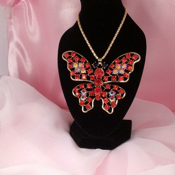 Butterfly Necklace with Red Sapphire - Picture 3 of 3